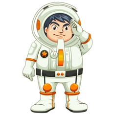 Space Explorers Theme Saluting Astronaut Boy Transparent Sticker